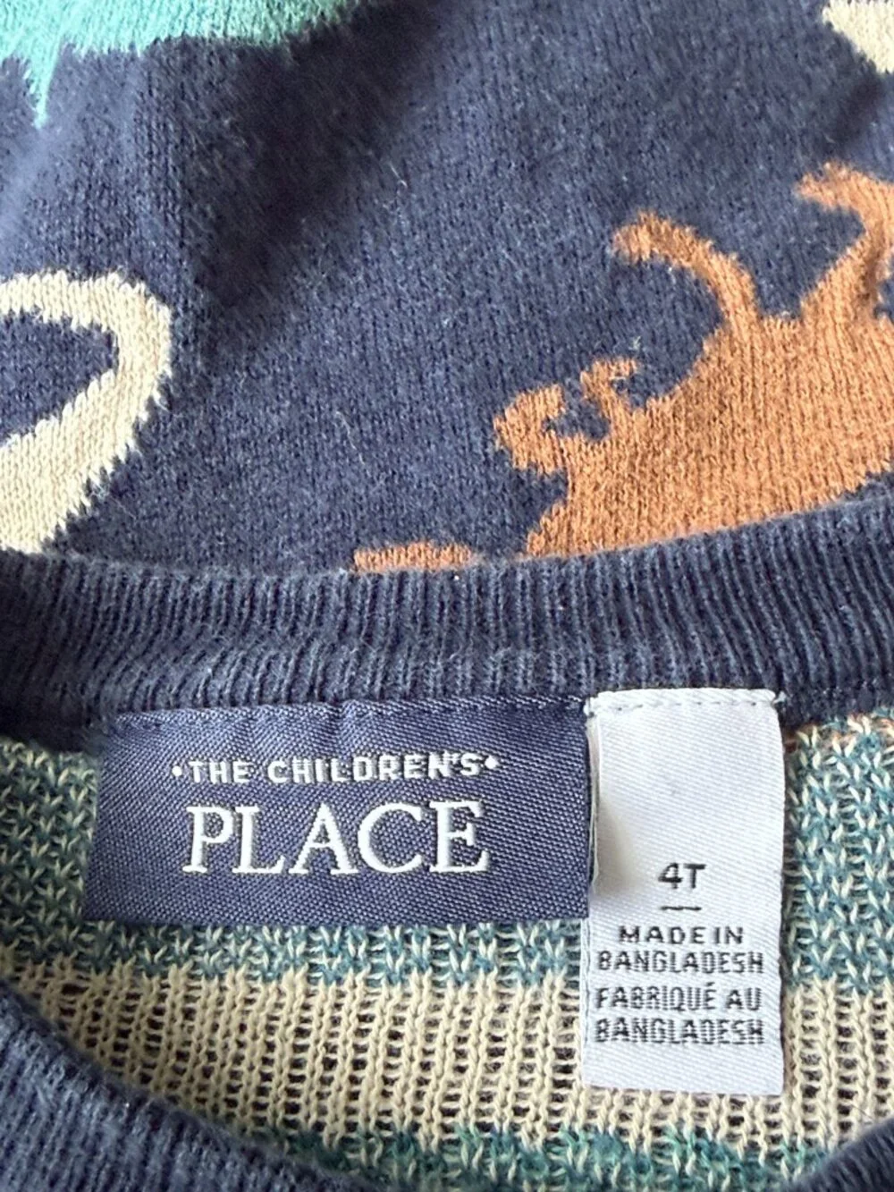 The Children's Place navy dinosaur sweater boys 4T preppy preschool winter
